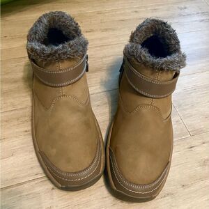 Orthofeet brown faux fur trim side zip women’s ankle boots size 10.5 new $150